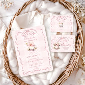 Pink Tea Party Baby shower Kaart