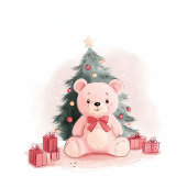 Roze teddybeer eerste kerstvakantie Kaart
