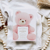 Roze Teddy Bear Invitation Return Address Etiket