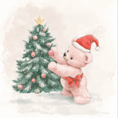 Roze Beer Kerstkoekje Uitnodiging