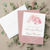 Pink Orchid Waterverf Old Paper Weddenschap Roos G Folie Uitnodiging (Personaliseer deze collectie van deze onafhankelijke maker. Test)