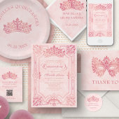 Roze Maskerade Quinceanera QR RSVP Informatiekaartje