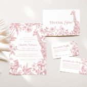 Roze Meisje Baby shower Safari Toile de Jouy Ronde Sticker