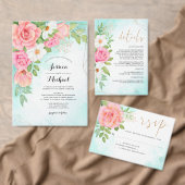 Turkblauwe Ombre Bloemenboeket Rozen Save The Date Uitnodiging Briefkaart (Personaliseer de collectie van deze zelfstandige maker.)