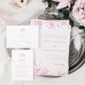 Victoriaans Franse Roze Bloemen Trouwservetten Servet