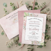 Elegant Roze Bloemen Boeket QR Code Bruiloft Kaart (Personaliseer deze collectie van deze onafhankelijke maker. Test)