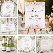 Pink Watercolor Flowers Bridal Shower Kaart