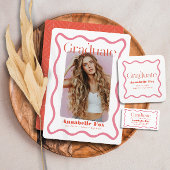 Roze golvende Lijst trendy Afstuderen adres Etiket