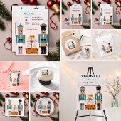 Roze Winter Snowflakes Notenkraker Baby shower Informatiekaartje