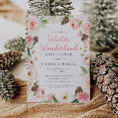 Roze Bloemen Baby shower Advies en Wensen Kaart