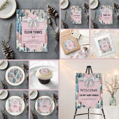 White Ribbon Winter Forest Snowflakes Baby shower Informatiekaartje