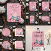 Roze Houten Hot Cocoa Whipped Cream Baby shower Bedankkaart