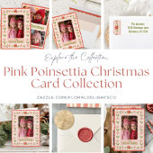 Roze kerst van Poinsettia Feestdagen Kaart