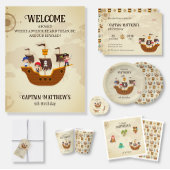 Pirate Ship Treasure Map Verjaardagsfeest van Kind Ronde Sticker