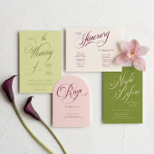 Blush RSVP Framboos Script Bruiloft Kaartje
