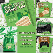 Pixelated Gamer Party Bedankt Tag Cadeaulabel