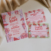 Hand getrokken Pizza Roze Rode Ciao Baby shower Papieren Bordje