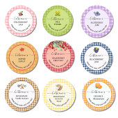 Roze gingham geruite zelfgemaakte cupcake label