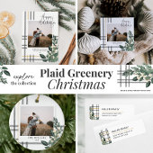 Rustieke Plaid Greenery Vakantiefoto Feestdagenkaart