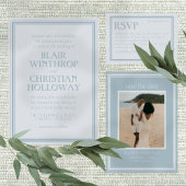 Elegant Coastal Blue Modern Wedding Invitation Kaart