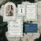 Whimsical Floral Garland Script Typography Wedding Kaart