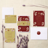 Red Peach/Plum Blossom Chinese Double Happiness All In One Uitnodiging (Personaliseer de collectie van deze zelfstandige maker.)