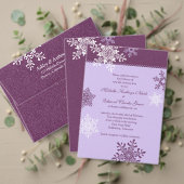 Paarse White Snowflake Winter Weddenschap Kaart (Personaliseer deze collectie van deze onafhankelijke maker. Test)