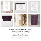 Plum Paarse Leafy Crest Monogram Welkomstbruiloft Acryl Bord