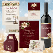 Poinsettia & Bessen Elegante bruiloft Save The Date