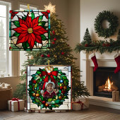 Poinsettia over blauw tote bag