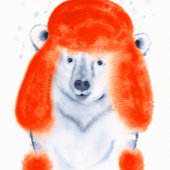 Cute Polar Beer Cub in Red Winter Pet Kerstmis Koffiemok