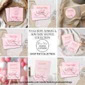 Pink Bow Polka Dots Diaper Raffle Enclosure Card Bedankkaart