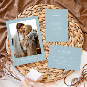 Poeder Blauw Elegant Tekst | QR-code bruiloft RSVP Kaartje