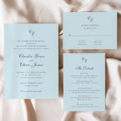 Claudia Poeder Blauw Elegant Huwelijk Informatiekaartje