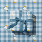 Powder Blue Gingham Goose Baby Shower Buffalo Chec Cadeaupapier