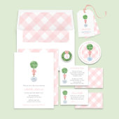 Roze Groen Monogram Baby shower Luier Raffle Informatiekaartje