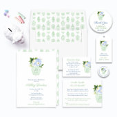 Bord Groen en Wit Chinoiserie Baby shower Gedicht Informatiekaartje