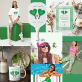 Preppy Green and Pink Pickleball Engagement Party Kaart