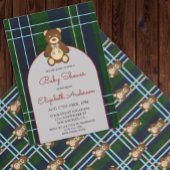 Preppy geruite teddybeer babyshower tissuepapier