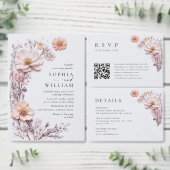 Waterverf Meadow Wildflower Bohemian Bruiloft Kaart (Personaliseer de collectie van deze zelfstandige maker.)