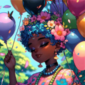 zwarte anime meisje met verjaardag servet