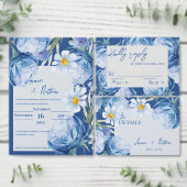  Blauwe Bloemen Trendy Wedding Save the Date (Personaliseer de collectie van deze zelfstandige maker.)