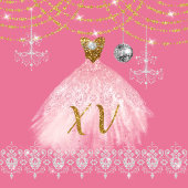 Elegant Goud Roze Bloemen Quinceanera uitnodiging