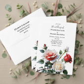 Pretty pink white red roses bridal shower kaart (Personaliseer deze collectie van deze onafhankelijke maker. Test)