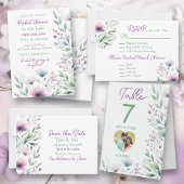 Sage Green en Plum Paarse botanische bruiloft Etiket