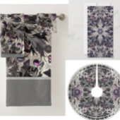  Paarse, zwarte, zilveren en taupe kerst Bad Handdoek
