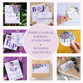  Monogram Paars Blue Floral Wedding Ronde Sticker