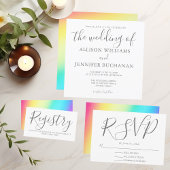 Rainbow Fade Personalized Wedding Cheers Sparkling Wijnetiket