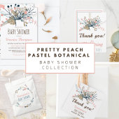 Rustisch donkerblauw en pastel botanisch Baby show Kaart