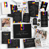 Paint Strokes Pride Flag Black Formal LGBT Weddens Folie Uitnodiging